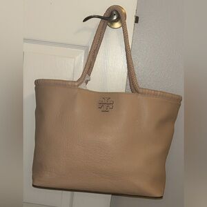 Tory Burch Taylor Tote Leather Shoulder Bag Shopper Handbag in Devon Sand